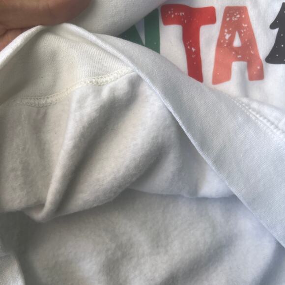 Gildan Heavy Blend White Christmas Sweatshirt Cookies Mistletoe Reindeer Santa M - Picture 9 of 9